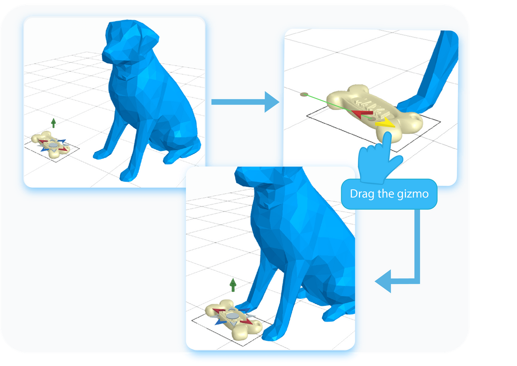 Move the object to a desired location by dragging the gizmo 